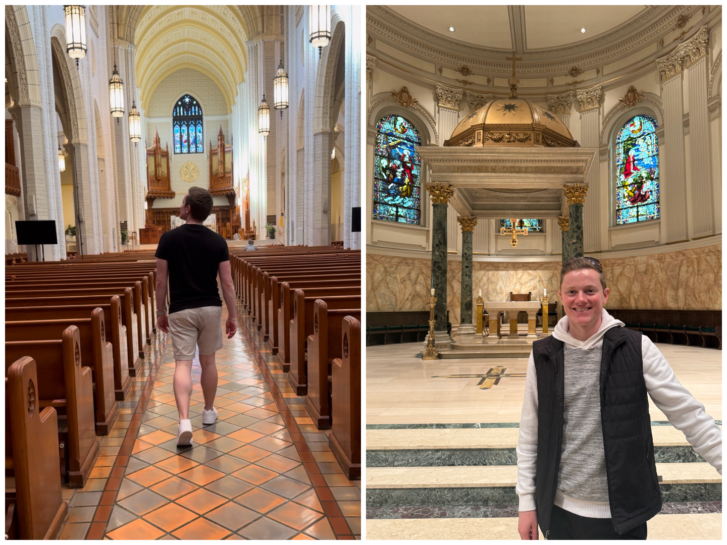 Grady Connolly visiting basilicas across the U.S. (Photos courtesy of Grady Connolly)